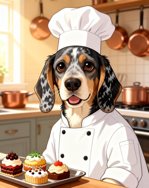 Little Chef pet portrait sample (AI-generated)