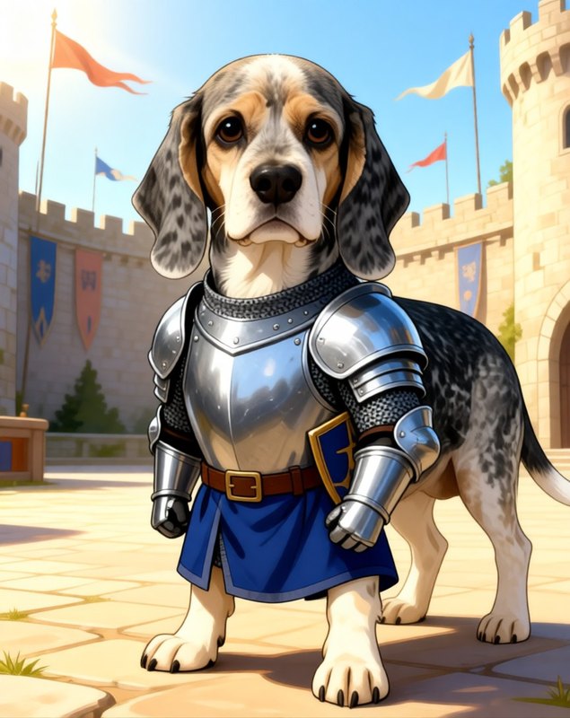 Brave Knight pet portrait sample (AI-generated)