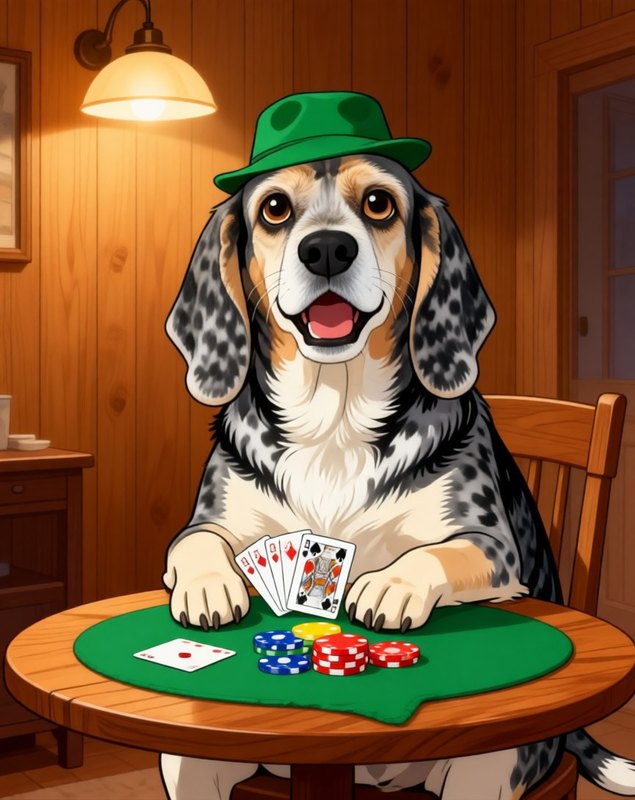 Card Night pet portrait sample (AI-generated)