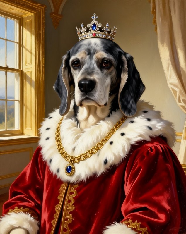 Royal Portrait pet portrait sample (AI-generated)