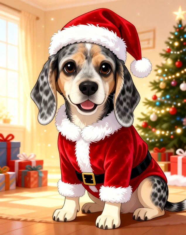 Santa Paws pet portrait sample (AI-generated)